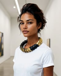 Image 9 of Collana scultura, artigianale, in pelle, modello: ARMADILLO n.1 