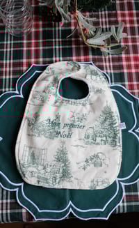 Image 1 of  Bavoir reversible toile de Jouy de Noël