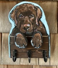Chocolate Fellow Lab Pup Hook Rack