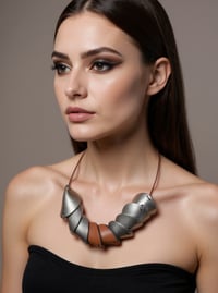 Image 16 of Collana artigianale in pelle, modello: ARMADILLO THIN