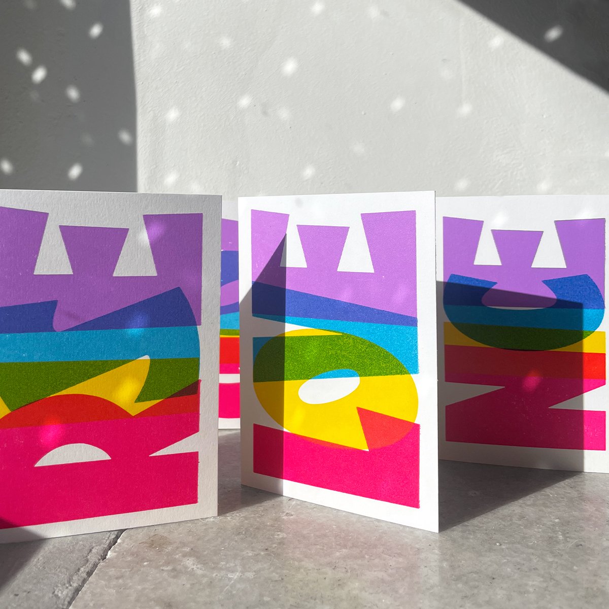 Image of Postcards LOVE, RISE, NICE, GLOW