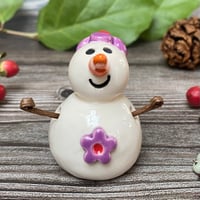 Image 6 of Handmade Ceramic Snowpeep with Purple Flowers