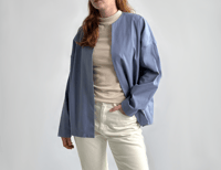Image 1 of loose blue cotton jacket