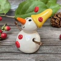 Image 2 of Handmade Ceramic Snowpeep Red Buttons