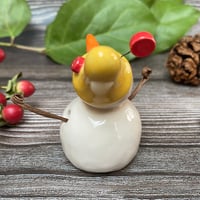 Image 3 of Handmade Ceramic Snowpeep Red Buttons