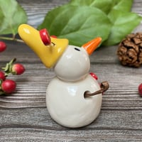 Image 4 of Handmade Ceramic Snowpeep Red Buttons