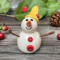Image 5 of Handmade Ceramic Snowpeep Red Buttons