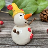 Image 6 of Handmade Ceramic Snowpeep Red Buttons