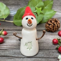 Image 1 of Handmade Ceramic Mistletoe Snowpeep