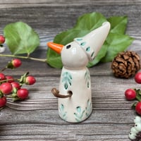 Image 2 of Handmade Ceramic Leafy Snowpeep