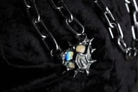 Image 7 of Dead Good spikey labradorite crystal heart with fox tooth