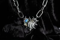 Image 8 of Dead Good spikey labradorite crystal heart with fox tooth