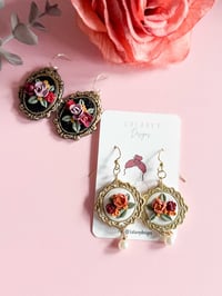 Image 5 of Gold Vintage Frame Floral Dangles