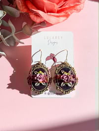 Image 1 of Gold Vintage Frame Floral Dangles