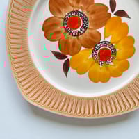 Image 4 of Plat en céramique vintage 1970 de Mondovi Italie Motif floral - Fleurs - plateau vintage