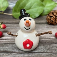 Image 1 of Handmade Ceramic Snowpeep with Top Hat
