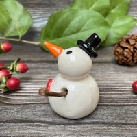 Image 4 of Handmade Ceramic Snowpeep with Top Hat