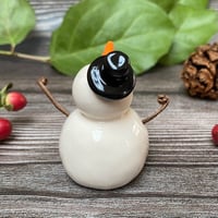 Image 3 of Handmade Ceramic Snowpeep with Top Hat