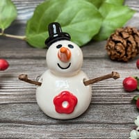 Image 5 of Handmade Ceramic Snowpeep with Top Hat