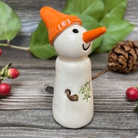 Image 3 of Handmade Ceramic Snowpeep with Mistletoe