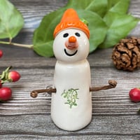 Image 1 of Handmade Ceramic Snowpeep with Mistletoe