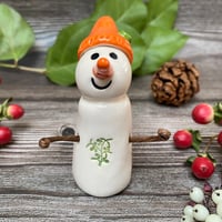 Image 6 of Handmade Ceramic Snowpeep with Mistletoe