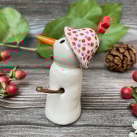 Image 4 of Handmade Ceramic Snowpeep with Dotty Hat