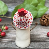 Image 3 of Handmade Ceramic Snowpeep with Dotty Hat