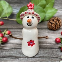 Image 5 of Handmade Ceramic Snowpeep with Dotty Hat