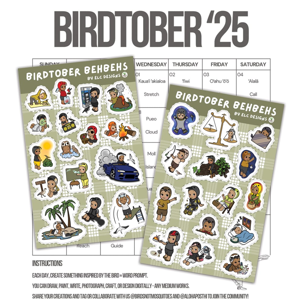 Image of Pāpale Pēpē Birdtober Sticker Sheet Set