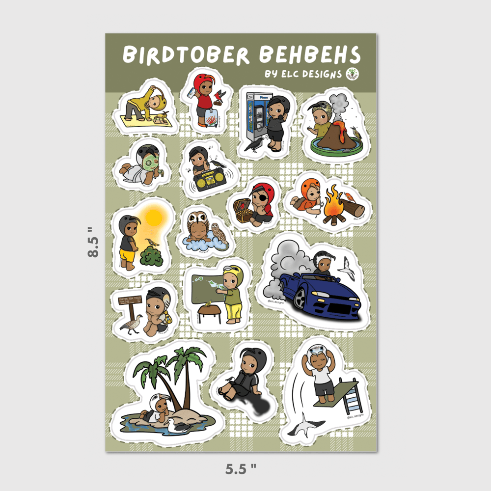 Image of Pāpale Pēpē Birdtober Sticker Sheet Set