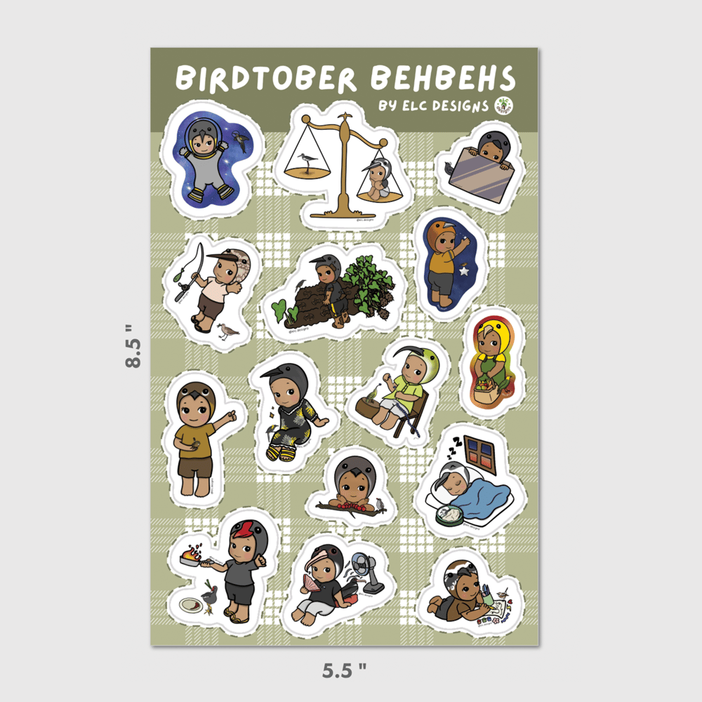 Image of Pāpale Pēpē Birdtober Sticker Sheet Set