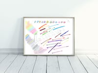 Image 3 of Colorful doodle art print pens and pencils