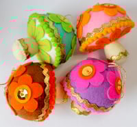 Image 3 of MORE COMING SOON! Handmade Groovy Felt Christmas Magical Toadstool Ornaments