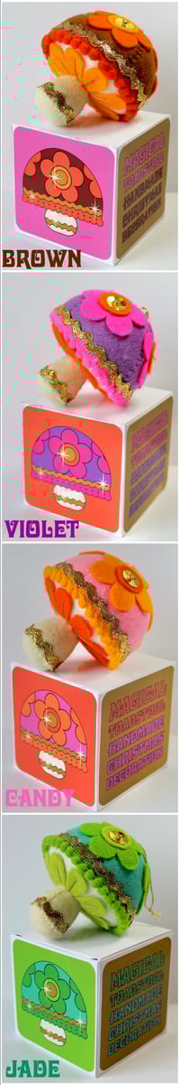 Image 2 of MORE COMING SOON! Handmade Groovy Felt Christmas Magical Toadstool Ornaments