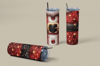 Image 3 of Festive Santa Belt 20oz Tumbler with Glittery Red Design and Gold Buckle