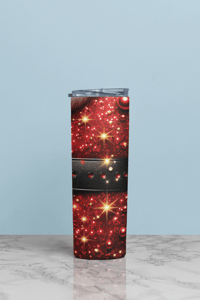 Image 5 of Festive Santa Belt 20oz Tumbler with Glittery Red Design and Gold Buckle