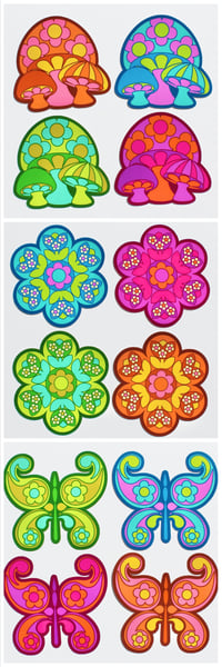 Image 2 of Set of 4 Groovy Vinyl Stickers - 3 Designs