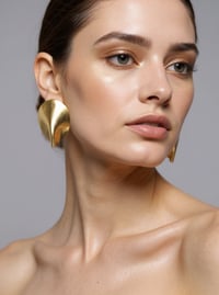 Image 2 of Orecchini a lobo, in pelle e acciaio, modello: ARMADILLO STUDS