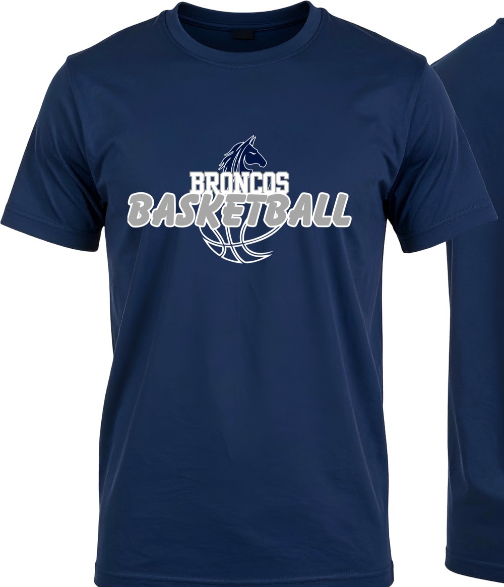 Image of Broncos Basketball Navy Tee