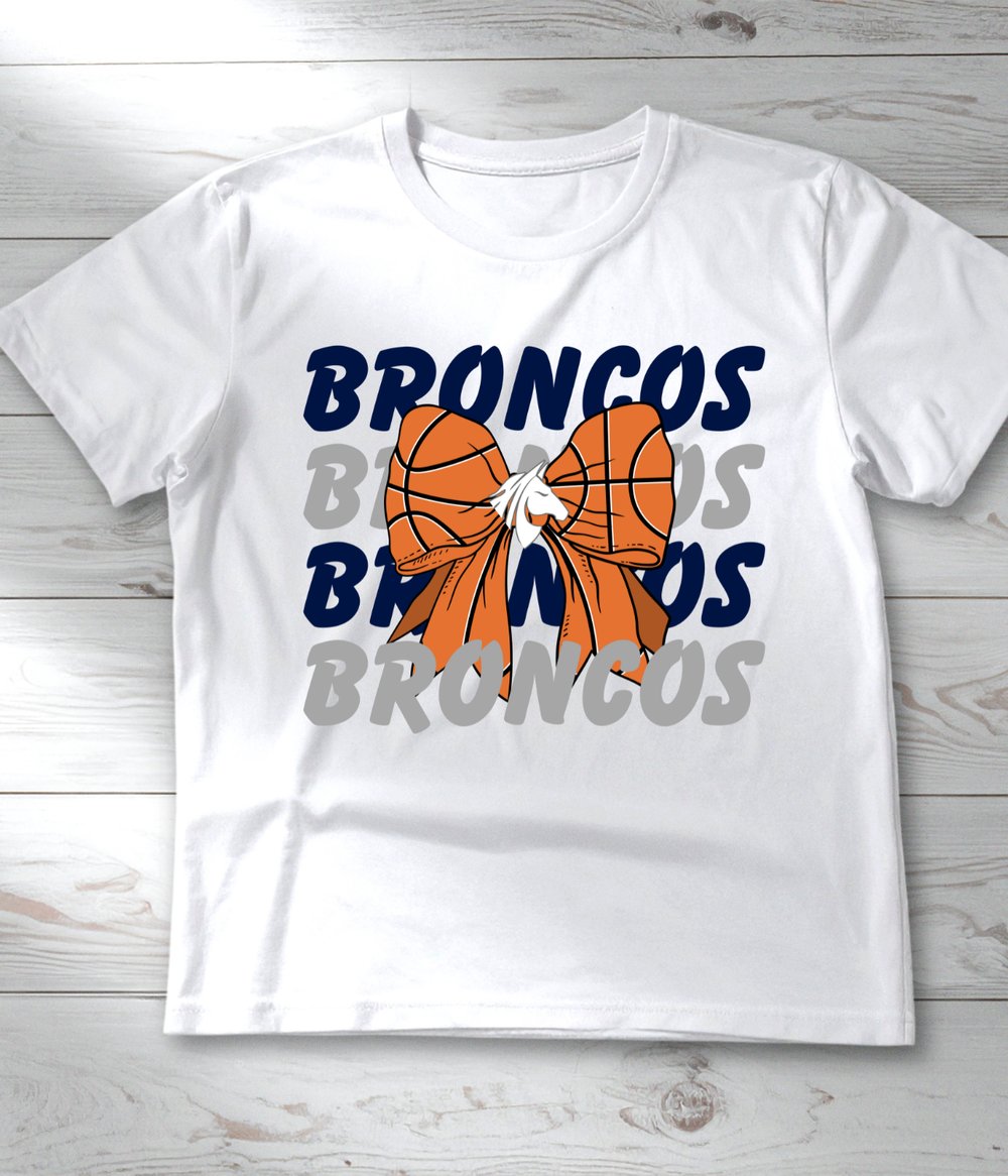 Image of Repeated Broncos Ribbon White Tee 
