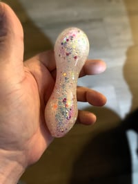 Image 3 of Pink Hearts Freezable Glitter Glass Pipe