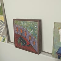 Image 2 of Parking Lot on a Late Fall Evening, 2025. Oil on linen. 12 x 12 inches.  Framed.  