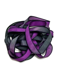 Image 1 of 1PC. STORM. 42" Hand Dyed Finished Edge Silk Wrist Wrap Bracelet/Jewelry/Craft Ribbons
