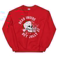 Image 2 of Dead Inside But Jolly AF Christmas Skull Hoodie | Funny Holiday Sweater 