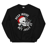 Image 1 of Dead Inside But Jolly AF Christmas Skull Hoodie | Funny Holiday Sweater 