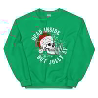 Image 3 of Dead Inside But Jolly AF Christmas Skull Hoodie | Funny Holiday Sweater 