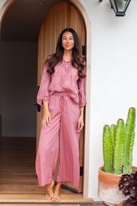 Image 4 of 3/4 Sleeve Blouse Cranberry Star