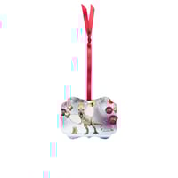 Image 2 of T-Rexie and Caticorn - Double Sided Metal Ornament - Scalloped Holiday Ornament - Merry Christmas