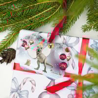 Image 3 of T-Rexie and Caticorn - Double Sided Metal Ornament - Scalloped Holiday Ornament - Merry Christmas